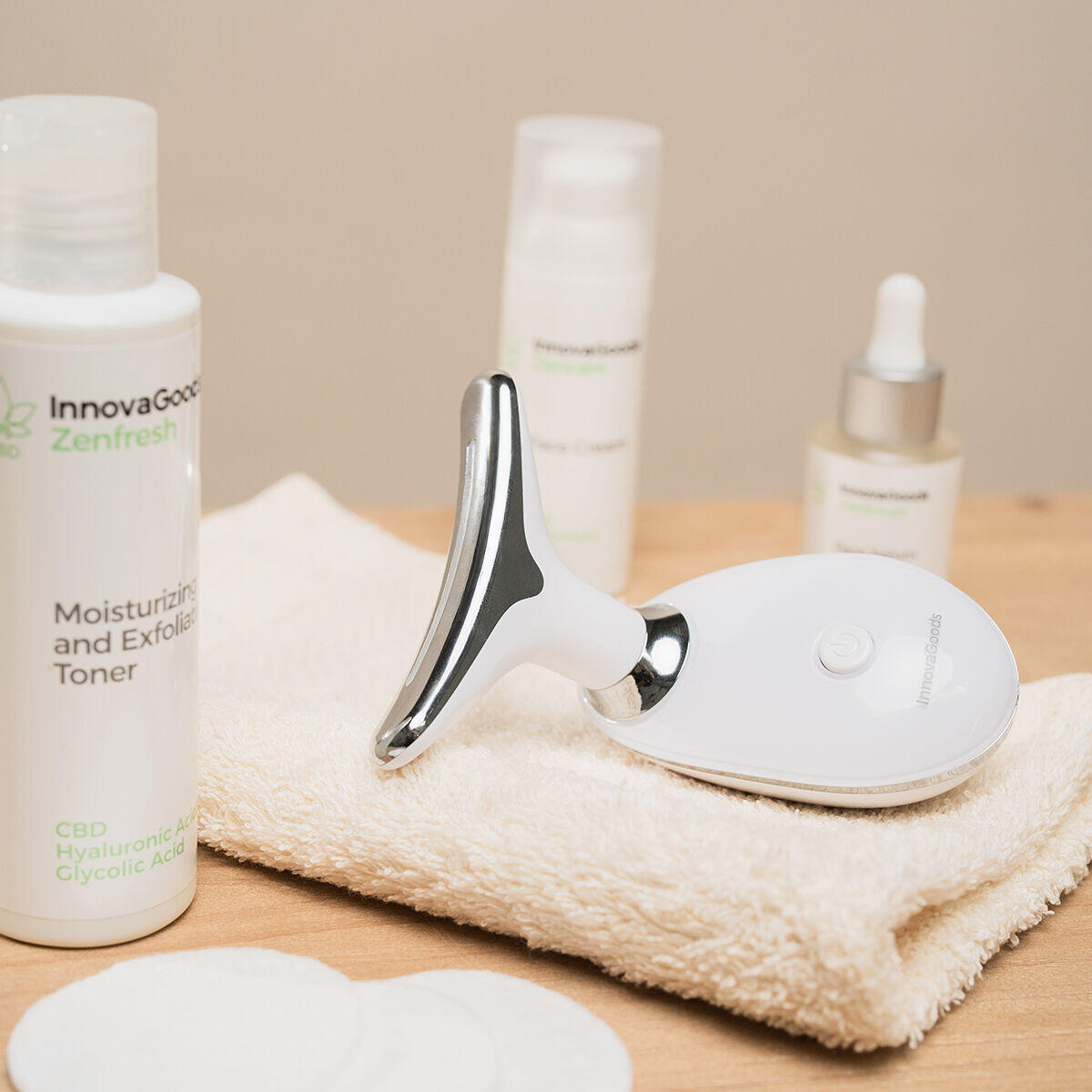 Masajeador Facial Eléctrico Reafirmante para Cara y Cuello con LED, EMS y Calor Selora InnovaGoods