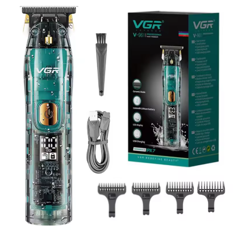 Cortadora de Pelo Profesional VGR Original para Hombres – Kit de Barbería Completo Recargable